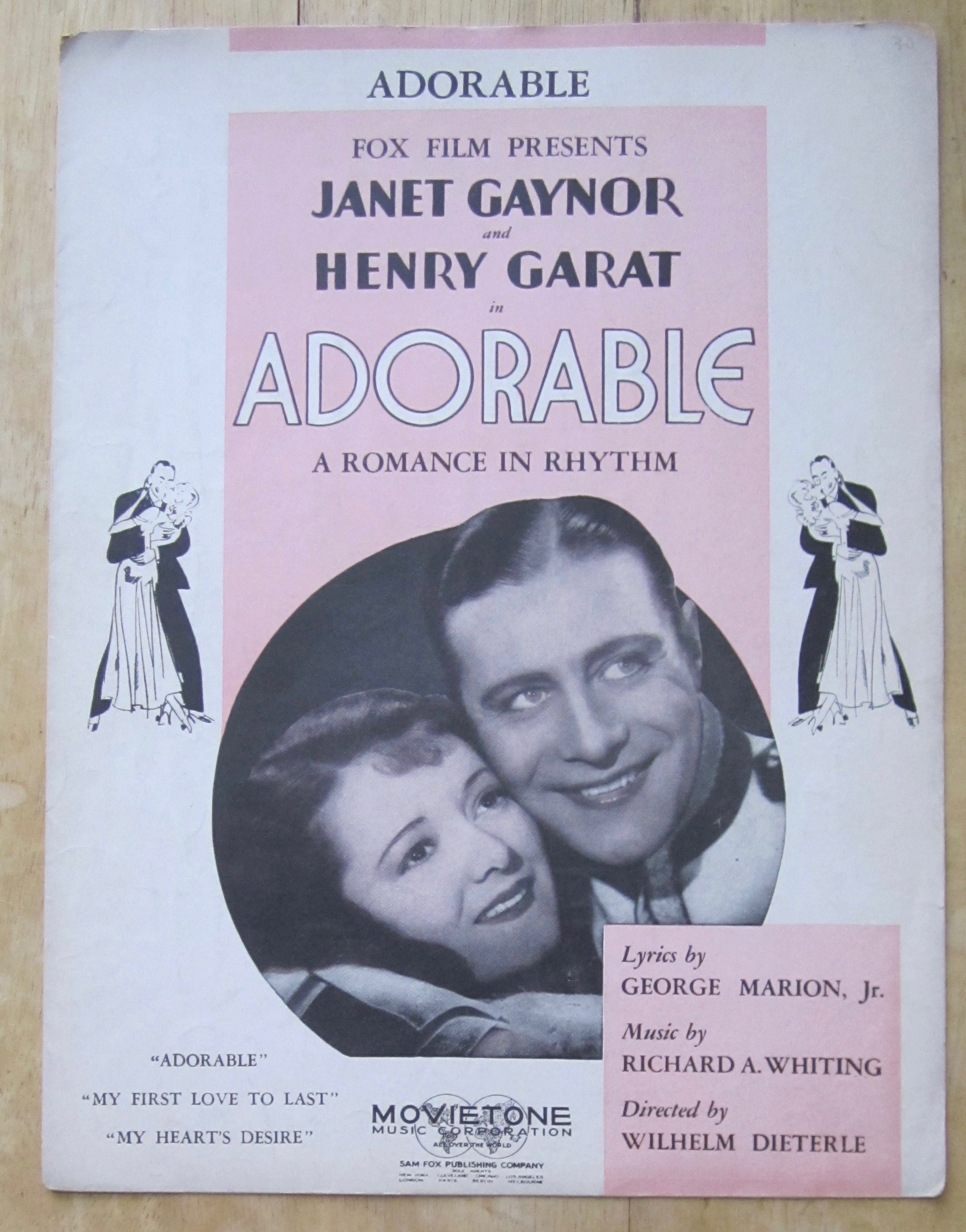 Sheet Music For 1933 Adorable with Gaynor & Garat Cover