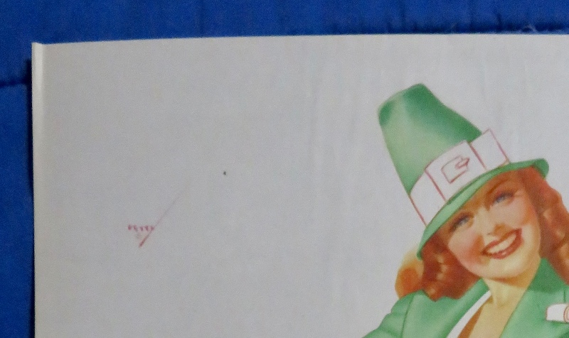 Original 1946 Sexy Pin Up Girl Wearing A Lovely Green Suit & A Green Hat By George Petty