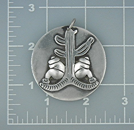 Taxco Mexico Silver Cactus & Men Pendant