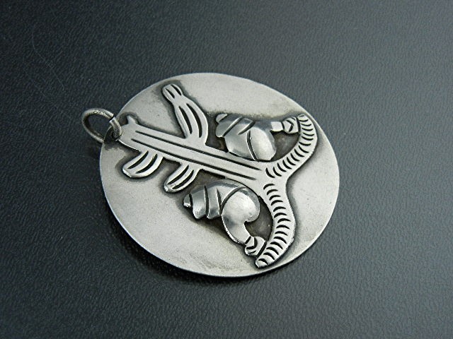 Taxco Mexico Silver Cactus & Men Pendant
