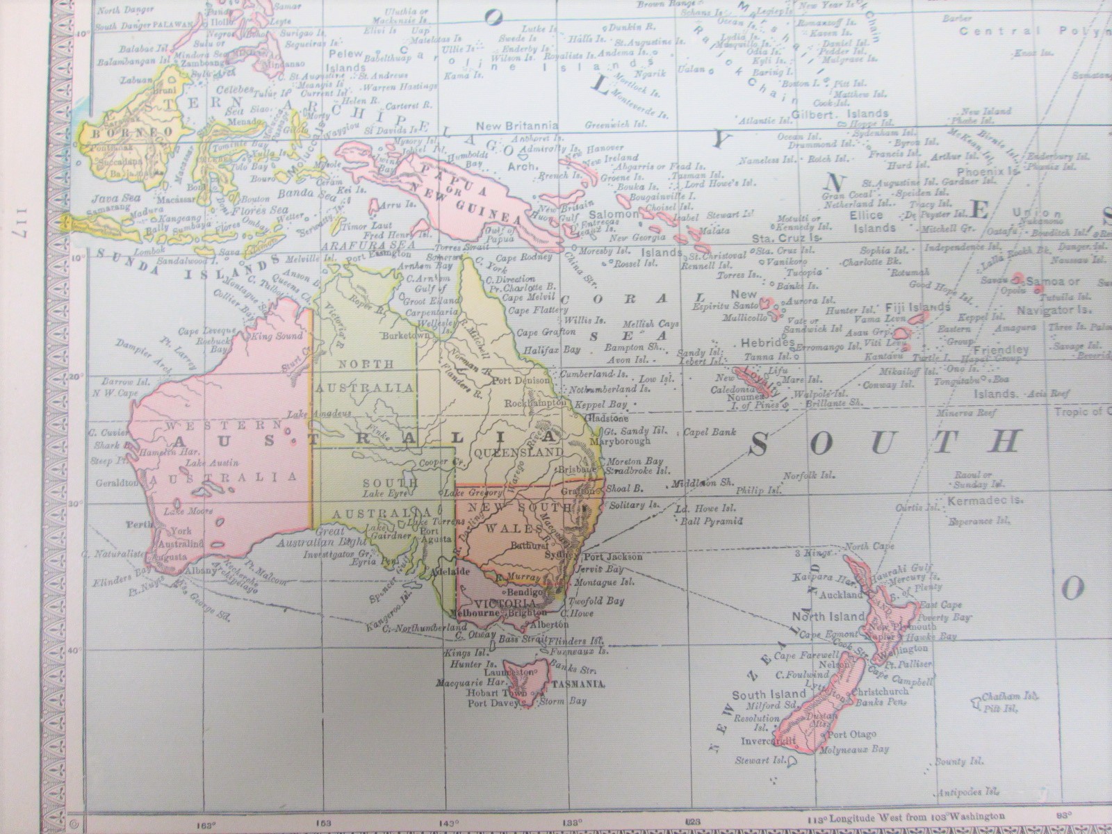 Antique Map Oceania Australia Crams 1883