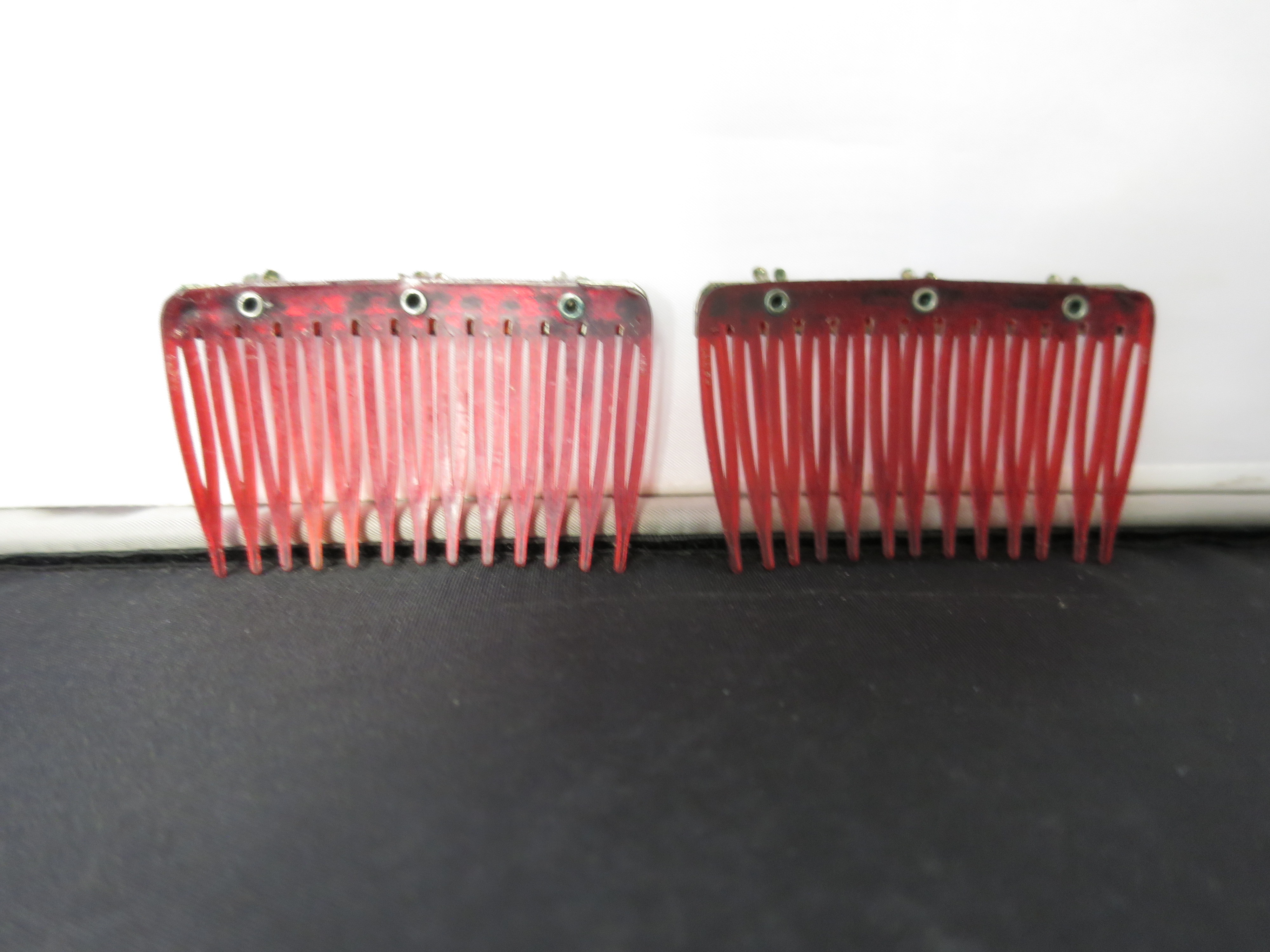 Vintage Hair combs Amber with gold tone Floral set of 2