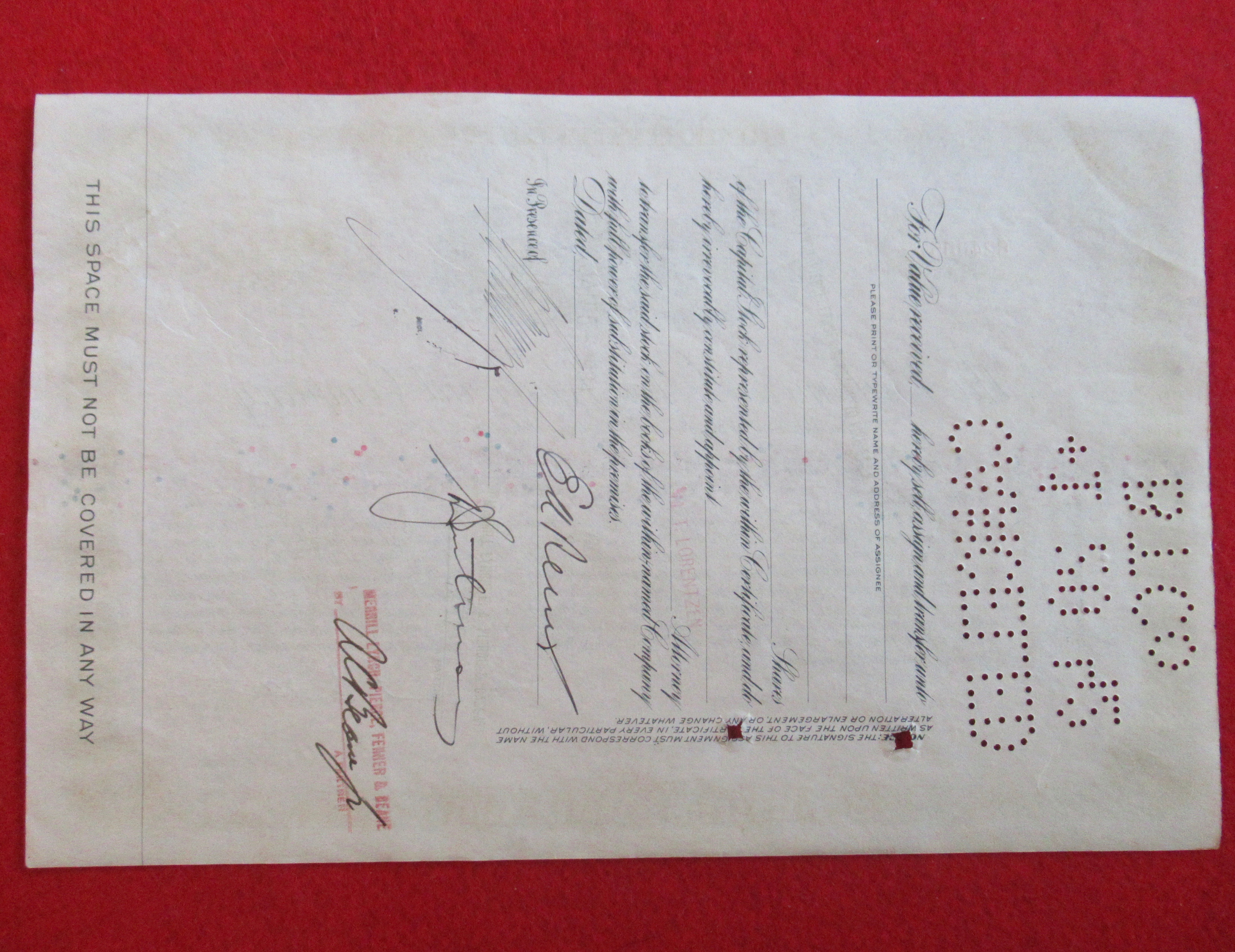 Baltimore & Ohio Railroad Stock Certificate 1930's