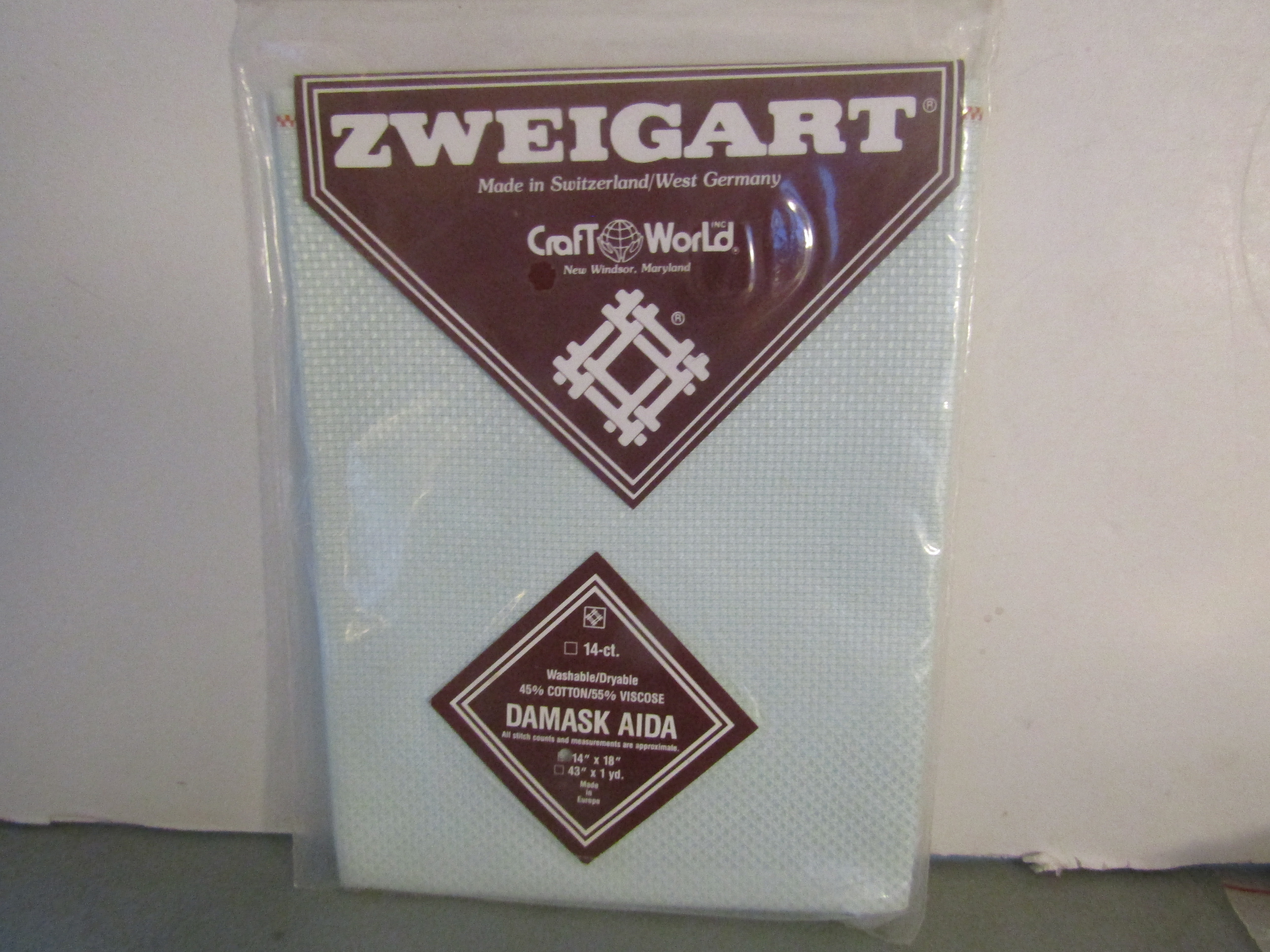 Vintage Zweigart Light Green Damask Aida Cloth