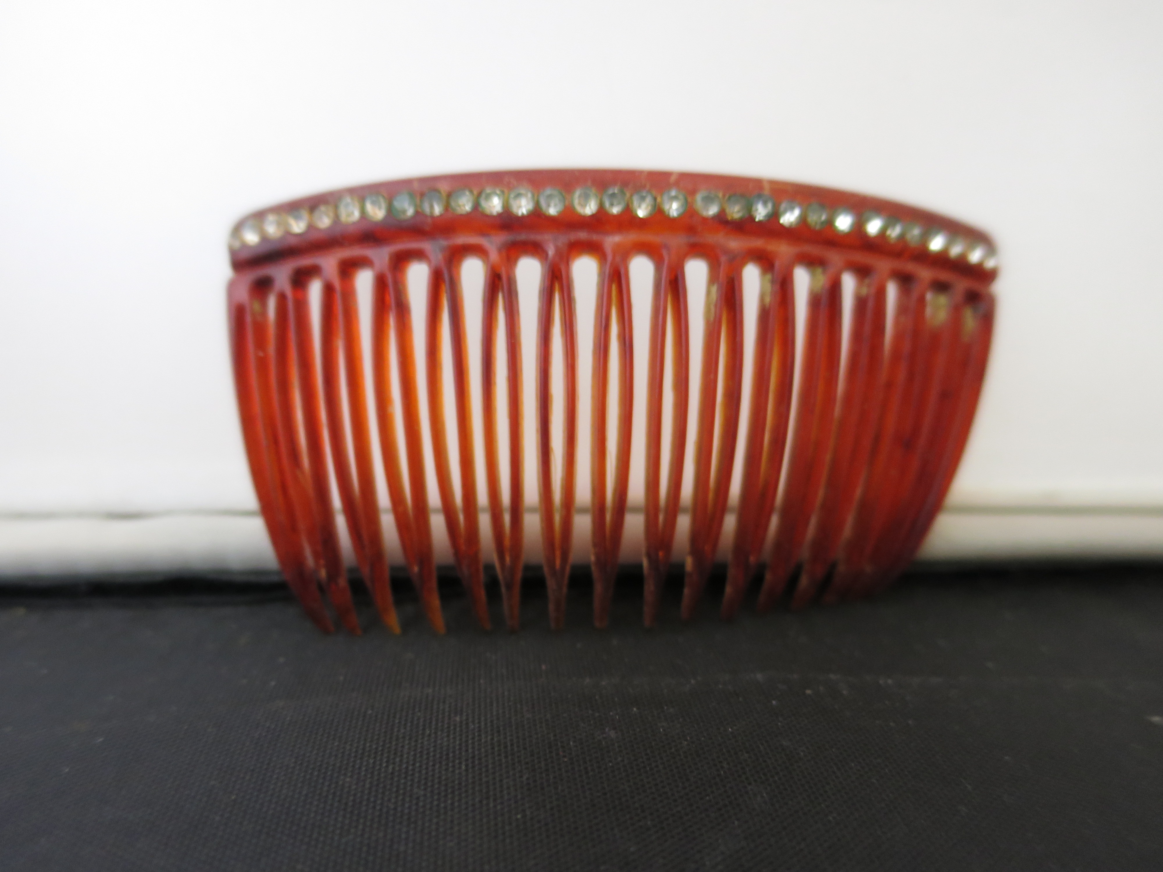 Vintage Single Amber Lucite Haircomb with Paste Stones