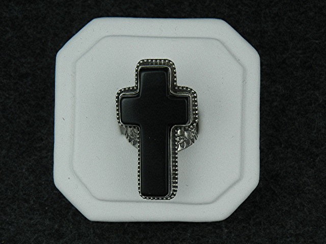 David Troutman Sterling Silver Onyx  Cross Ring
