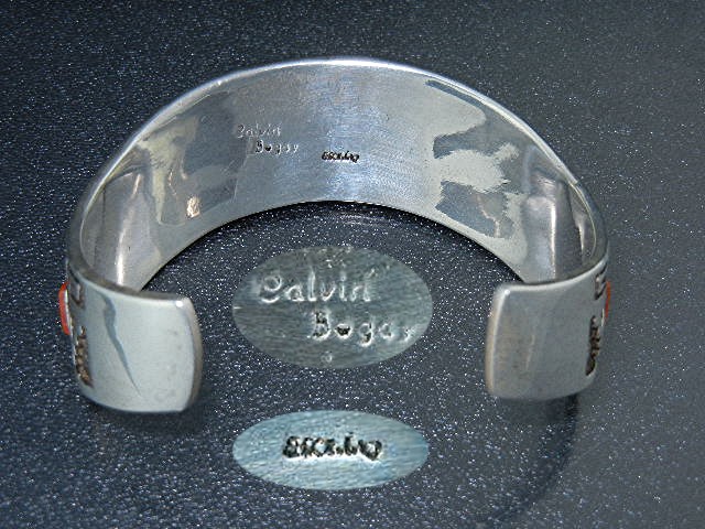 Navajo Calvin Begay Sterling Silver Coral Turquoise Inl