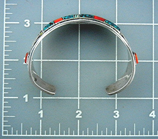 Navajo Calvin Begay Sterling Silver Coral Turquoise Inl