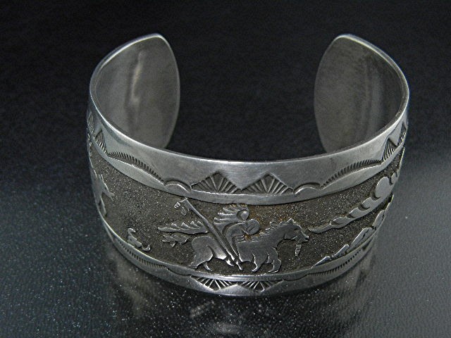 Navajo Sterling Silver Storyteller Cuff Signed DB