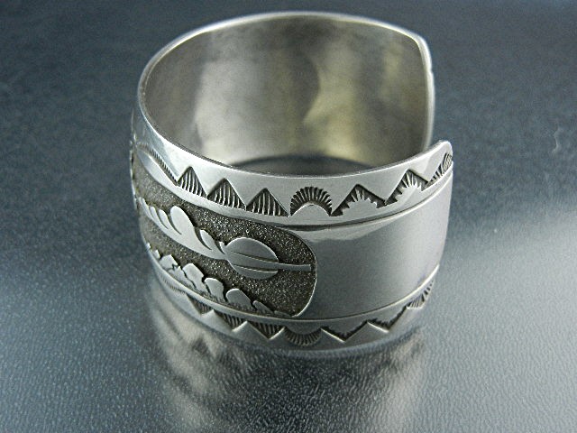 Navajo Sterling Silver Storyteller Cuff Signed DB