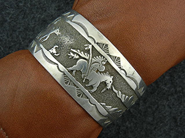 Navajo Sterling Silver Storyteller Cuff Signed DB
