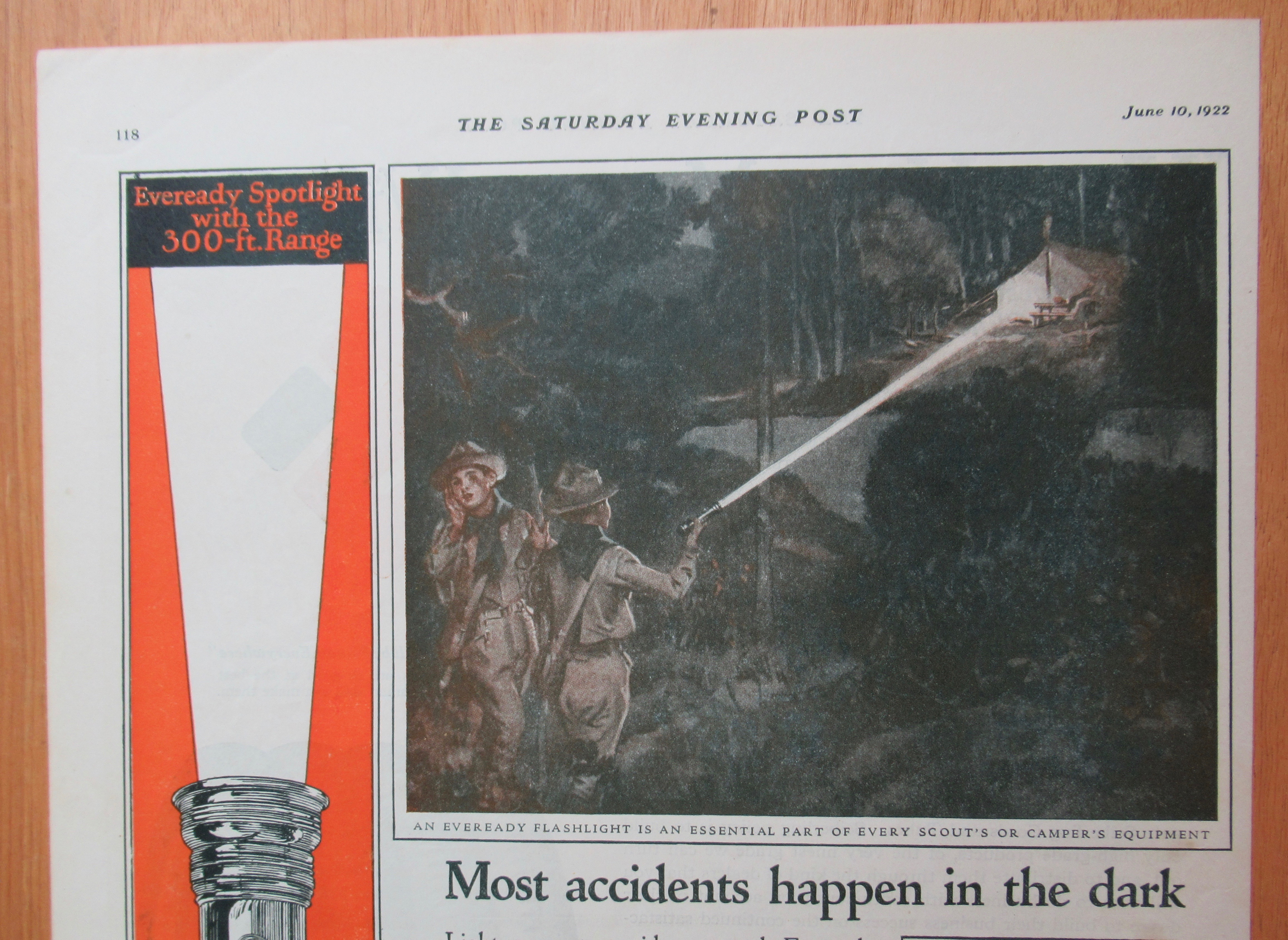 1922 Eveready Flashlight & Batteries with Boy Scouts