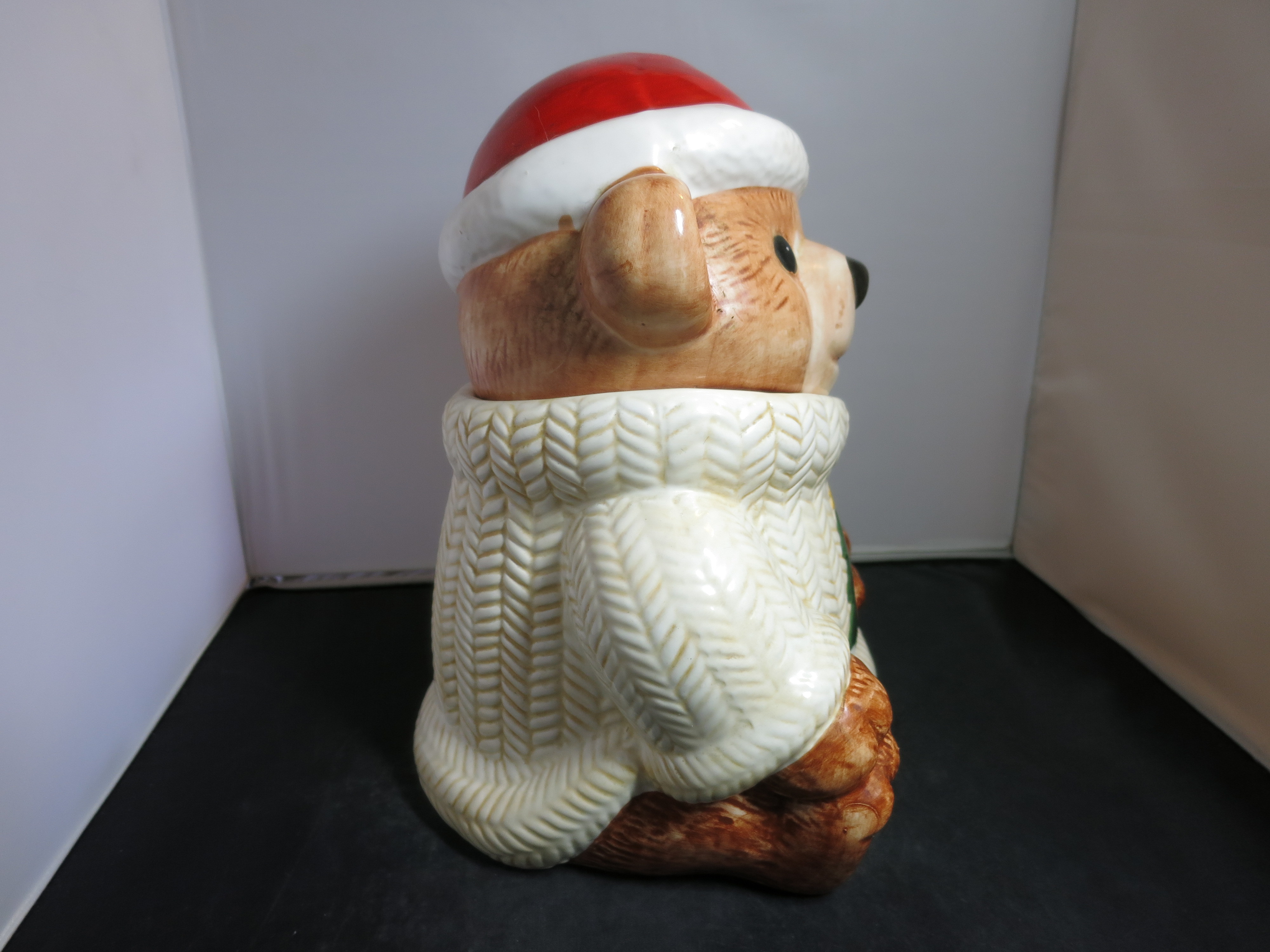 Vintage Teddy Bear Cookie Jar Christmas Tree with Yellow Star