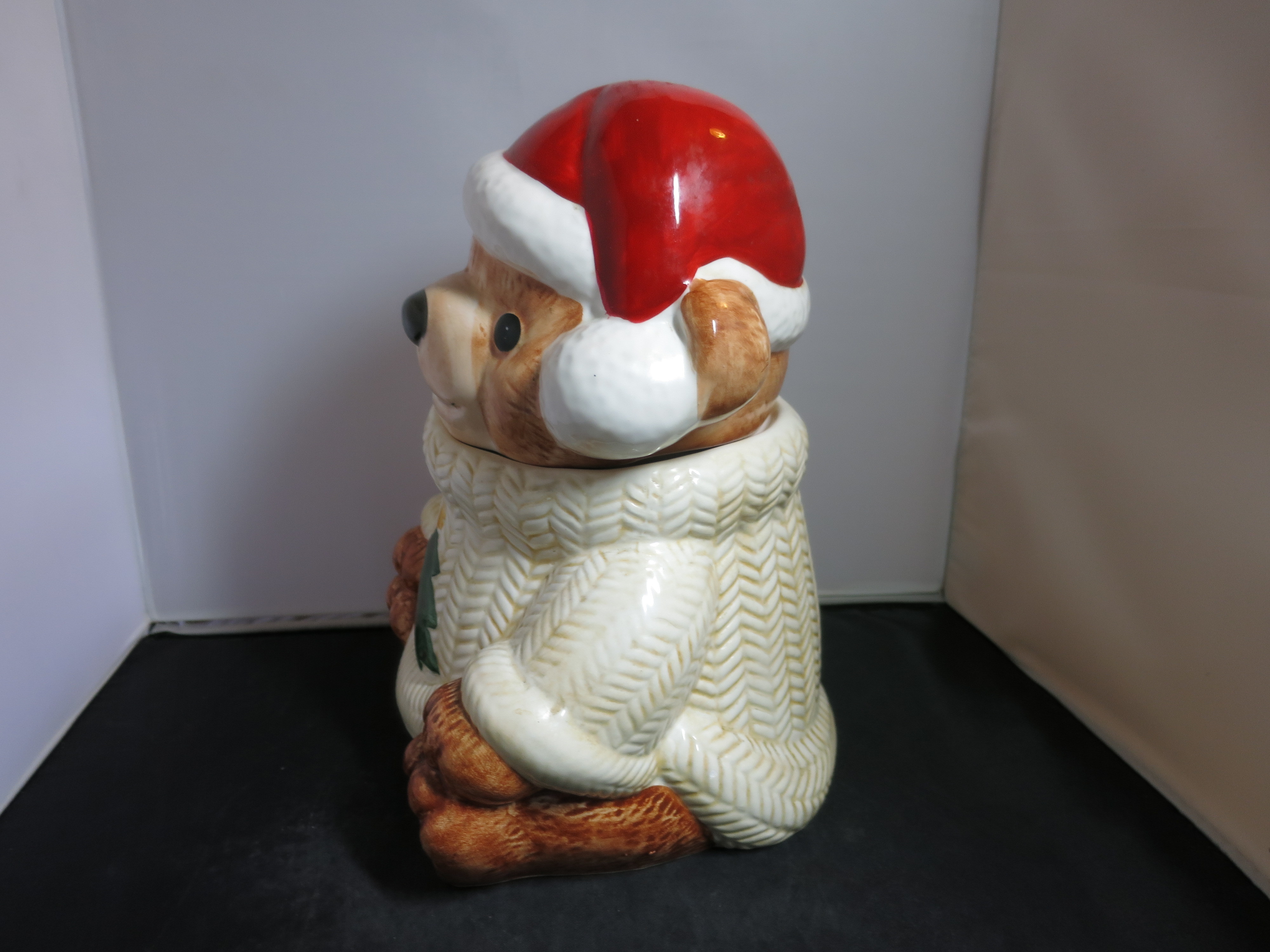 Vintage Teddy Bear Cookie Jar Christmas Tree with Yellow Star