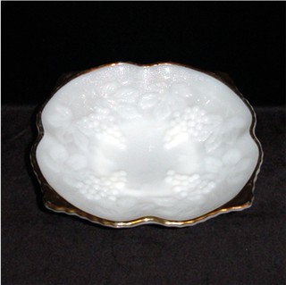 Milk Glass Grape Vine Pattern Bowl