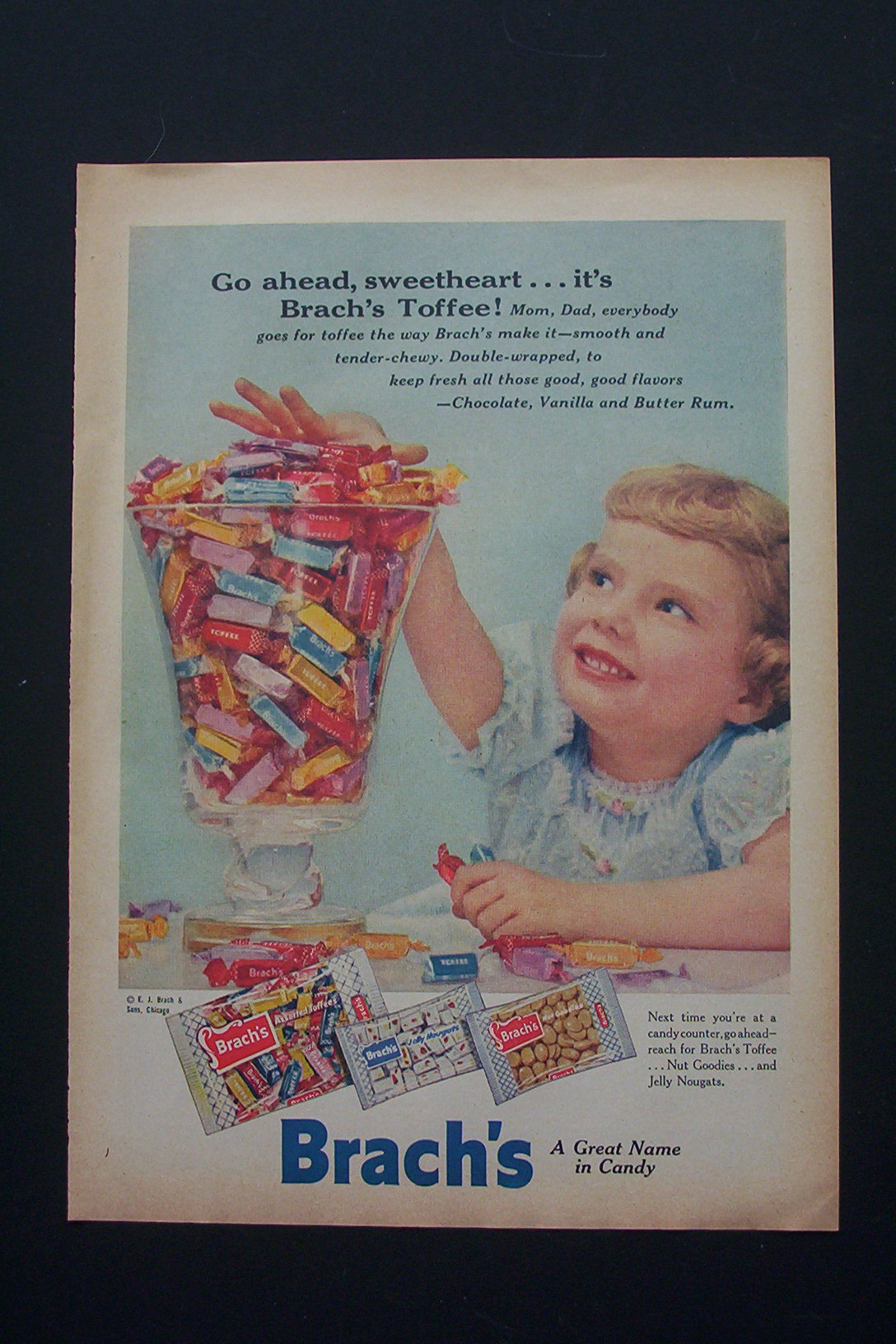 1956 Brach's Candy with Girl Digging into Bowl