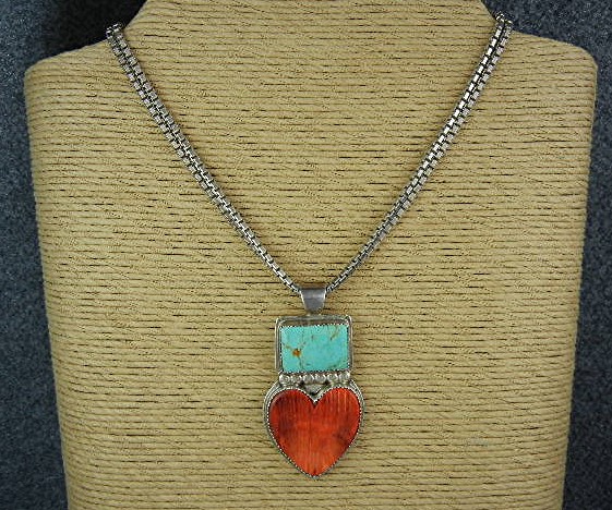 Navajo Sterling Silver Kingman Turquoise Spiny Oyster H