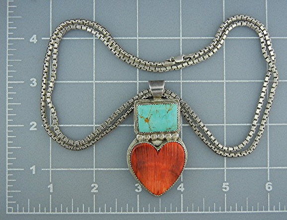 Navajo Sterling Silver Kingman Turquoise Spiny Oyster H