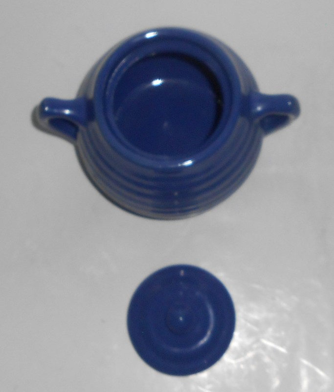 VINTAGE Bauer Pottery Ring Ware Cobalt Sugar Bowl w/Lid