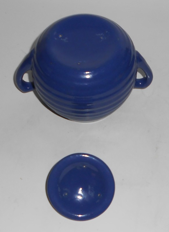 VINTAGE Bauer Pottery Ring Ware Cobalt Sugar Bowl w/Lid
