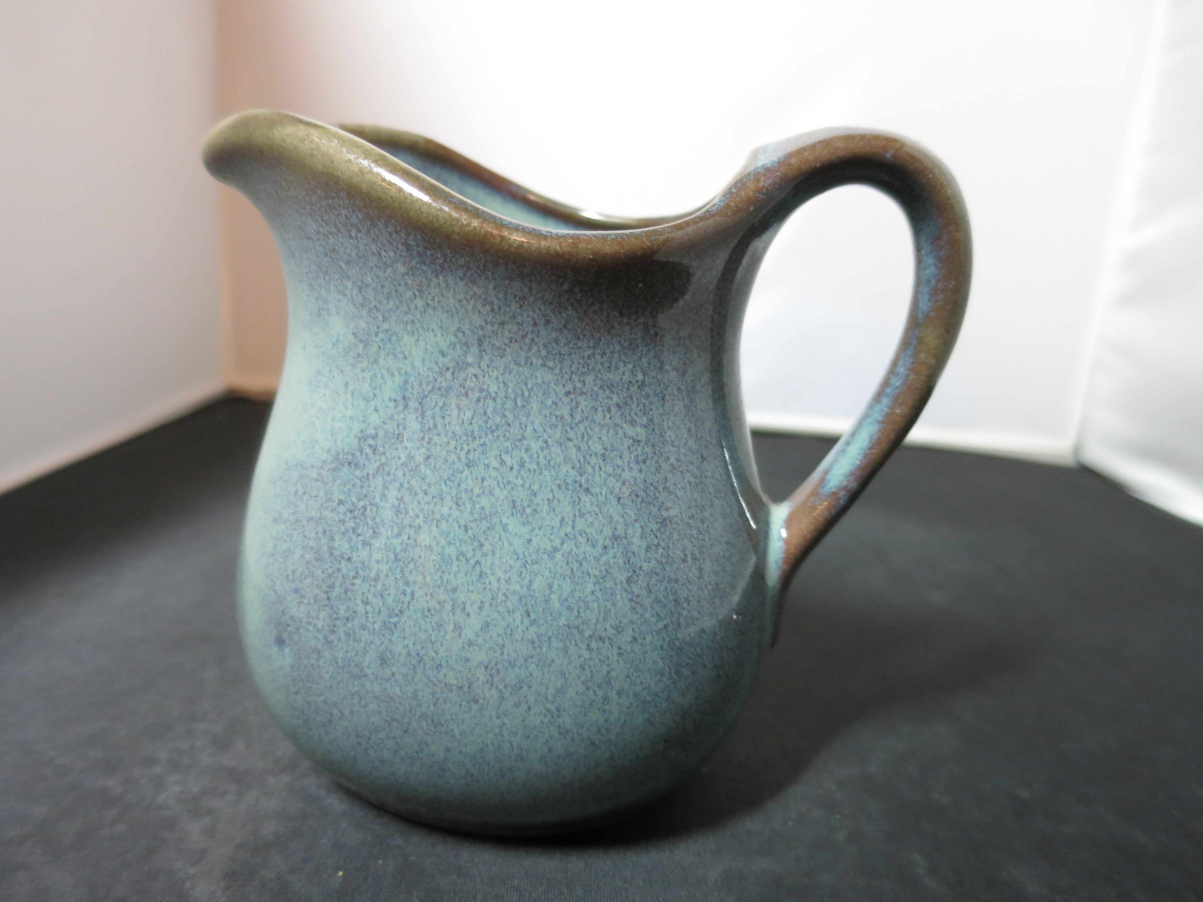Pittsfield Potters VT Small Pitcher Teal Green Brown Spec Washed
