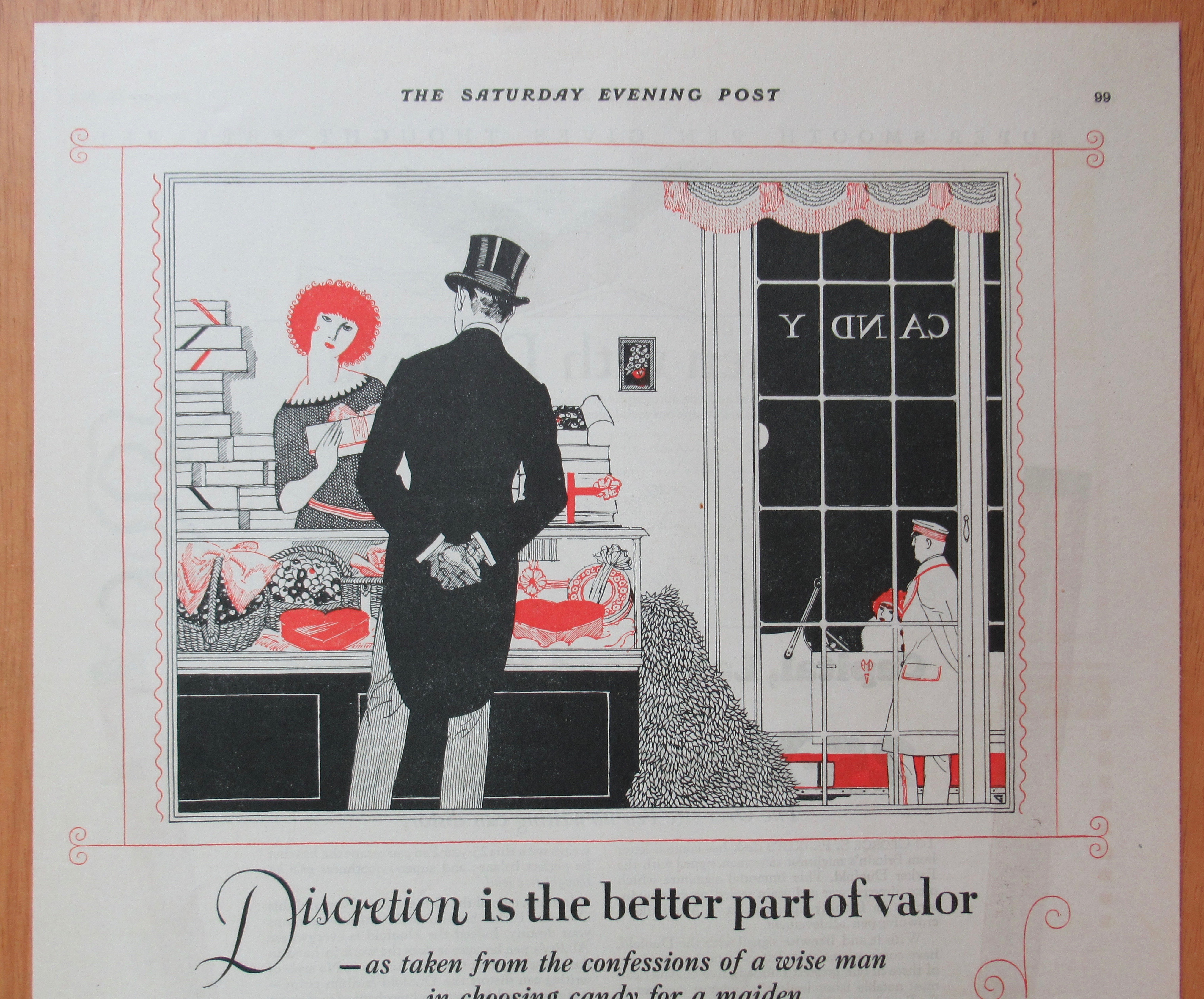 1923 Johnston's Chocolates with Man Buying Candy