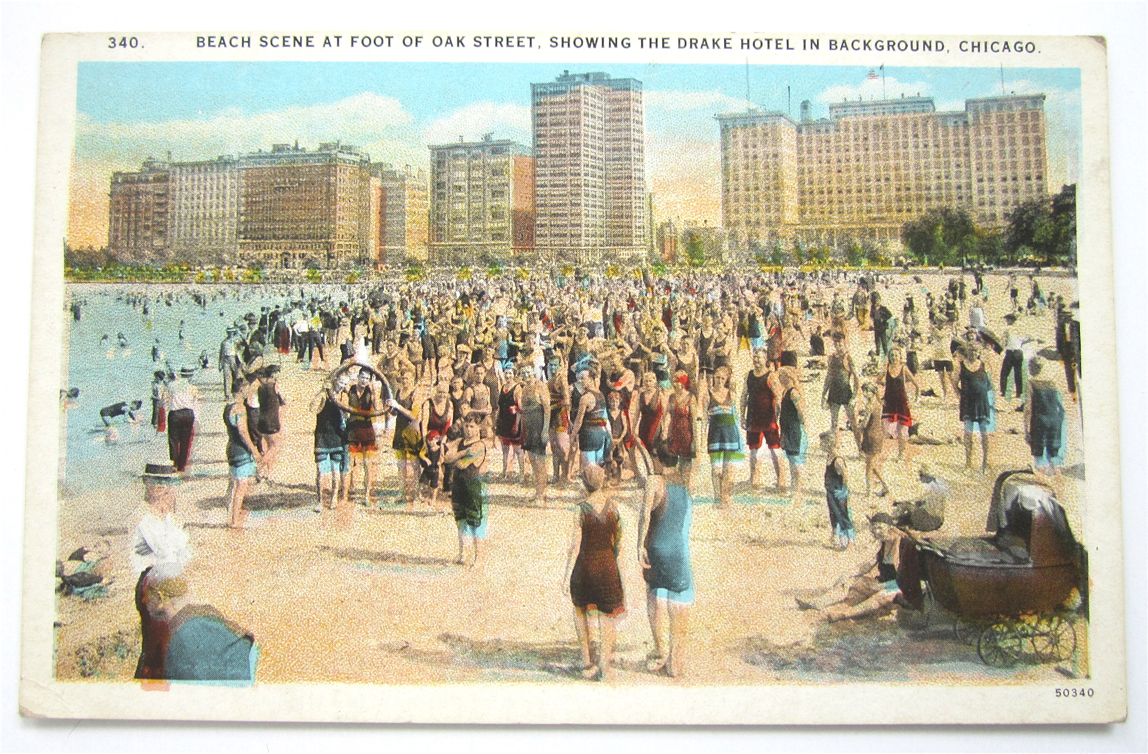 Beach Scene At Foot Of Oak Street Postcard (Chicago)