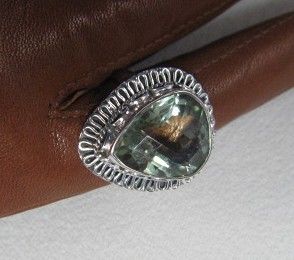 Sterling Silver Green Amethyst Heart Ring