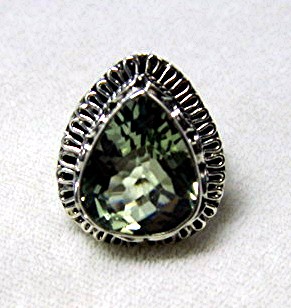 Sterling Silver Green Amethyst Heart Ring