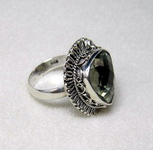 Sterling Silver Green Amethyst Heart Ring