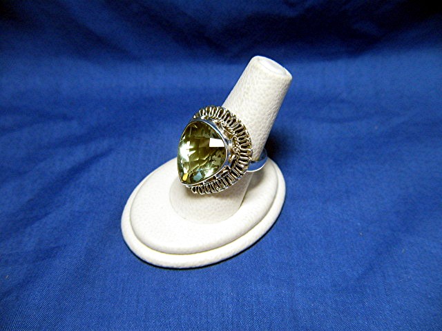 Sterling Silver Green Amethyst Heart Ring