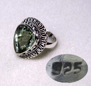 Sterling Silver Green Amethyst Heart Ring
