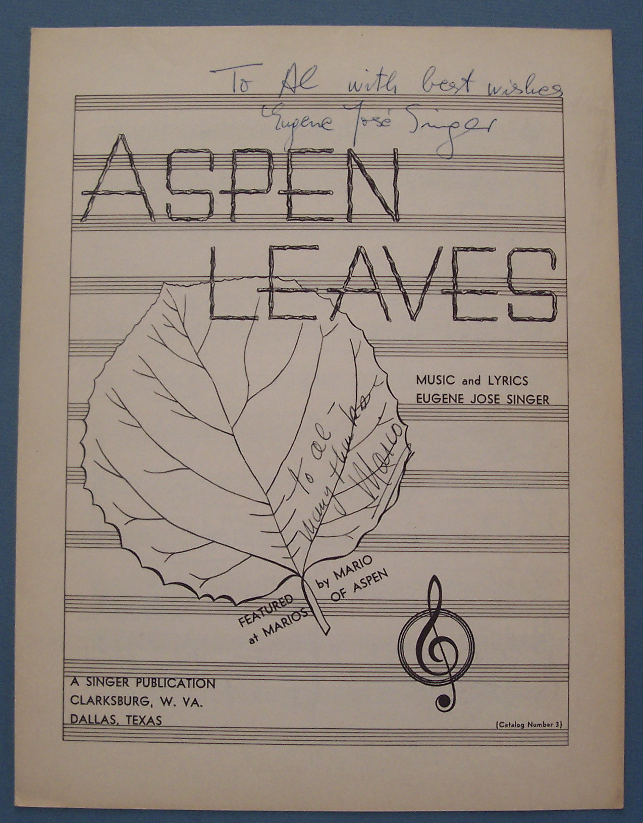 Sheet Music For 1940's Aspen Leaves