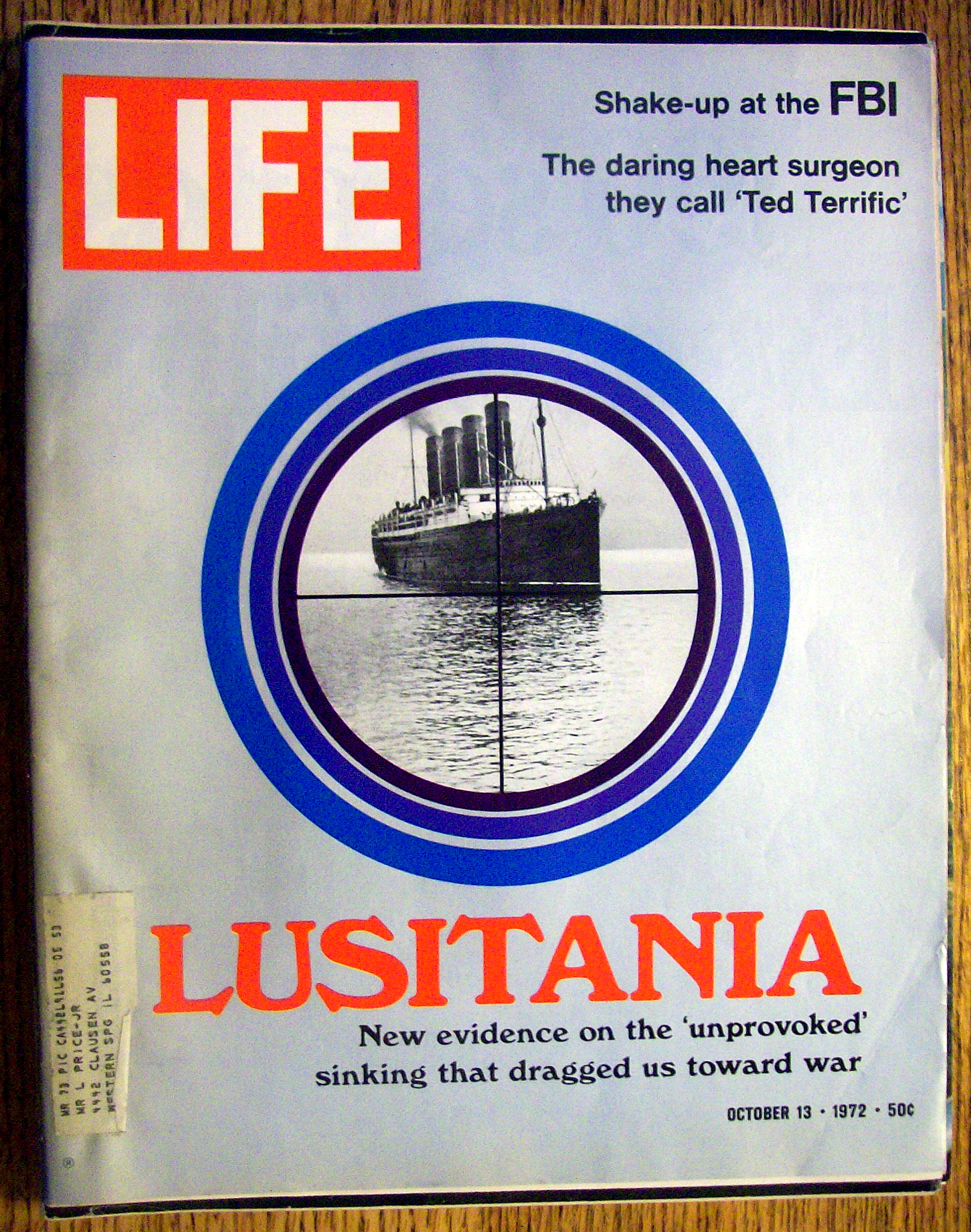 Life Magazine-October 13, 1972-Lusitania Sinking