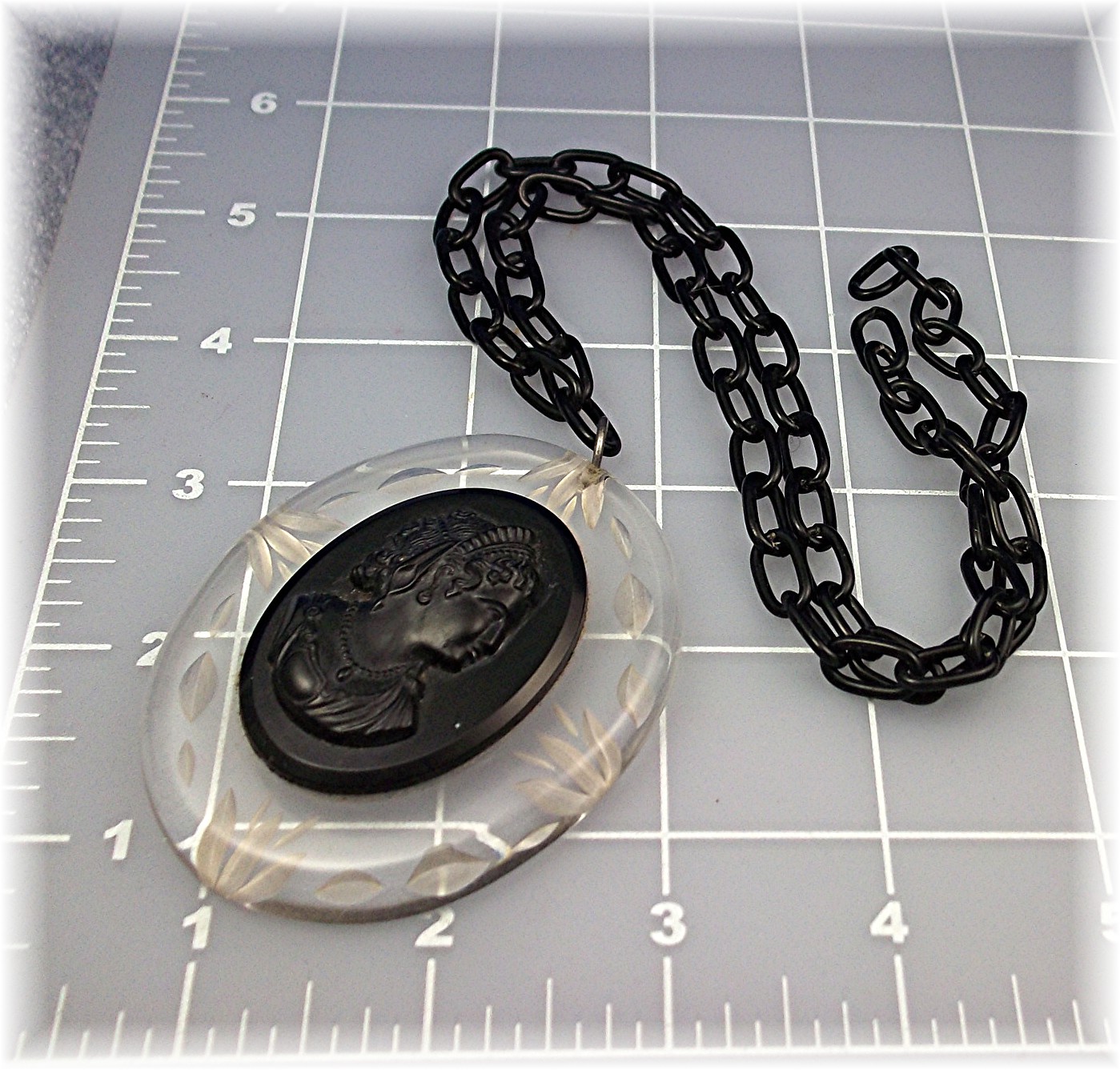 Bakelite Lucite Cameo Necklace