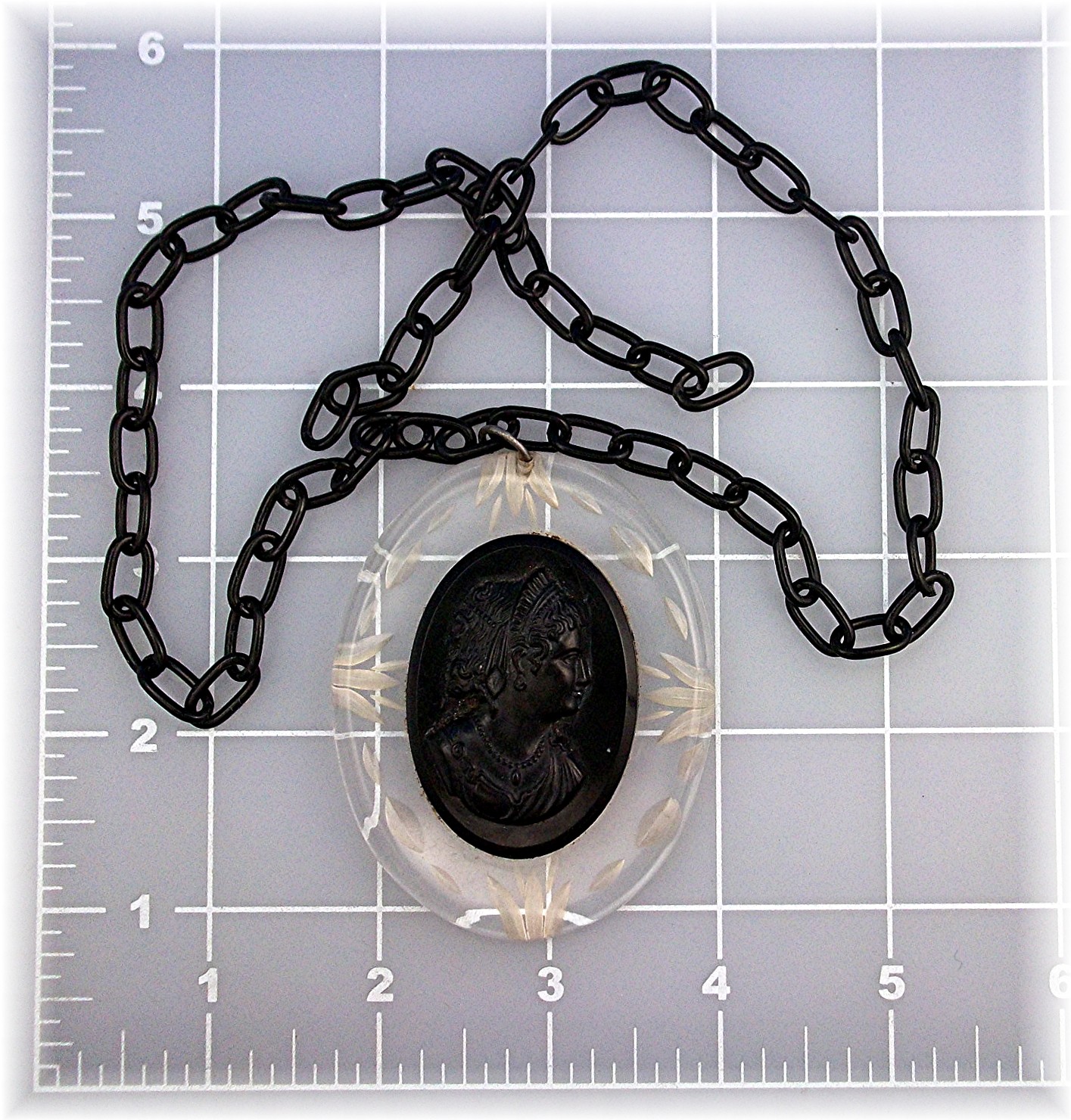 Bakelite Lucite Cameo Necklace