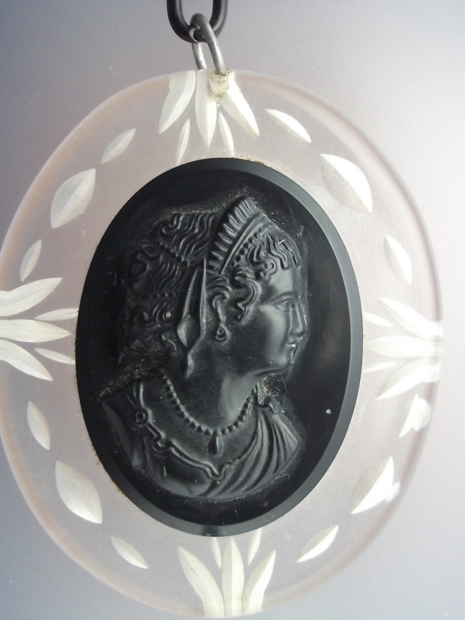 Bakelite Lucite Cameo Necklace