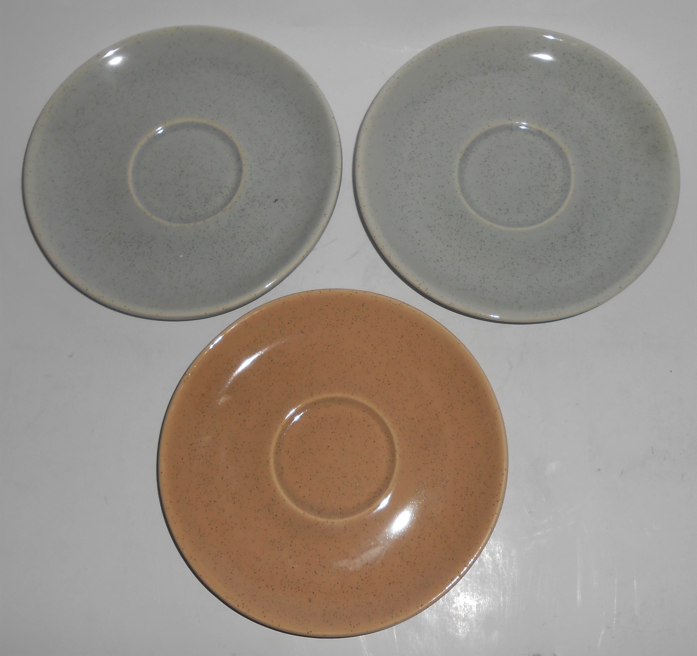 Bauer Pottery Monterey Moderne Set/3 Speckle Saucers