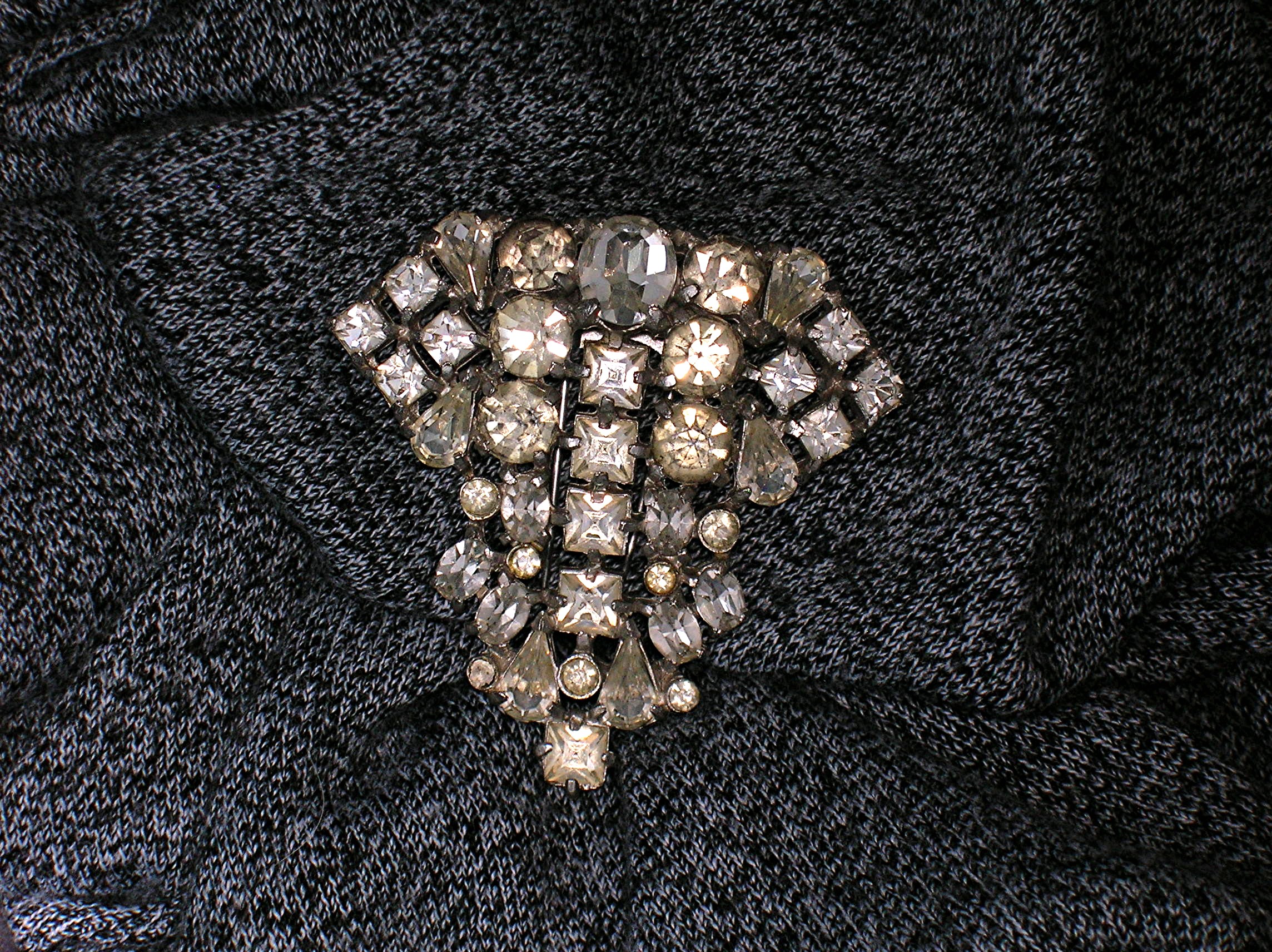 Dress Clip Rhinestone Foil Back Antique Fur Clip