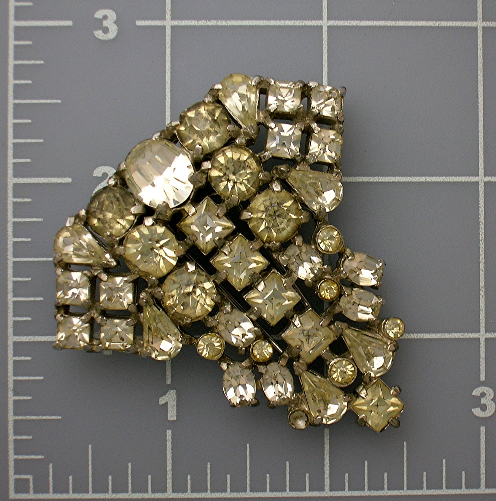 Dress Clip Rhinestone Foil Back Antique Fur Clip