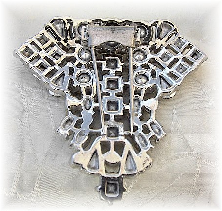 Dress Clip Rhinestone Foil Back Antique Fur Clip