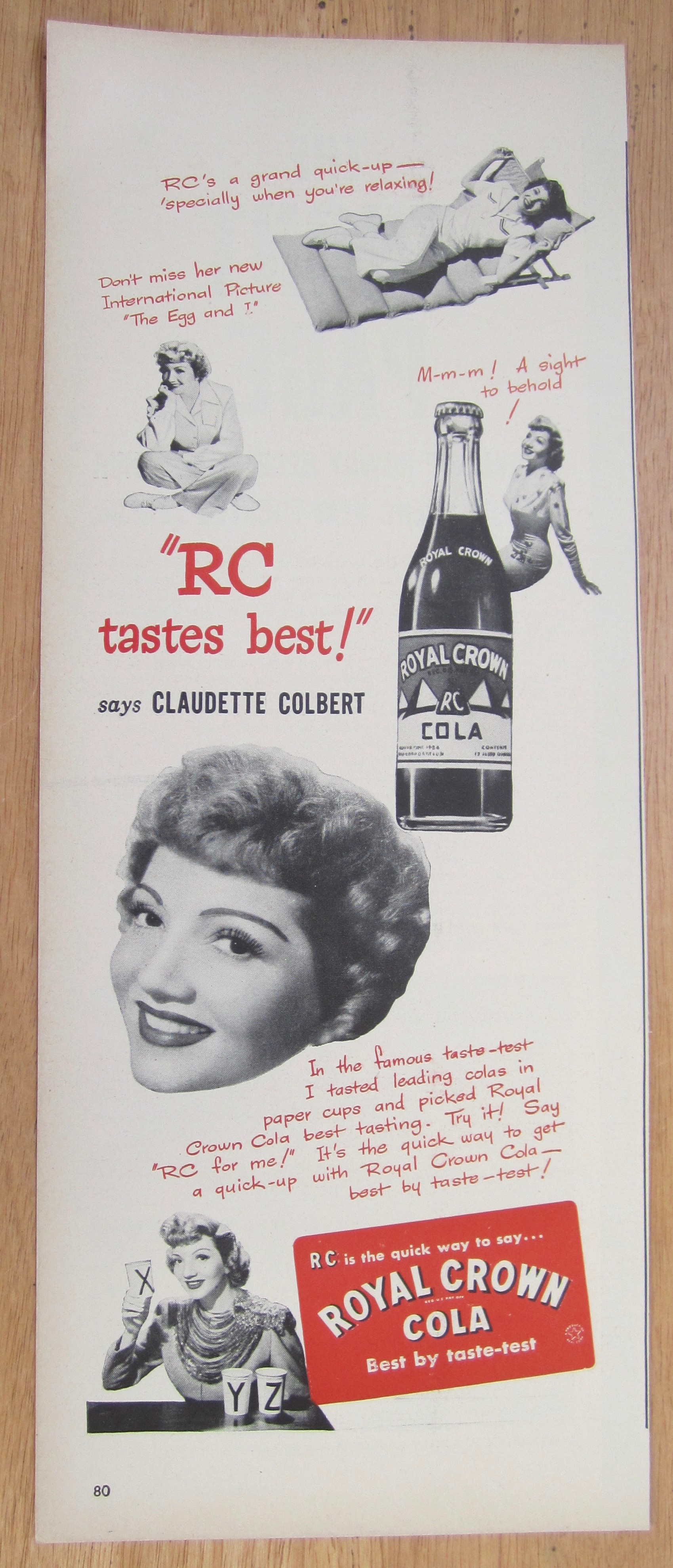 1946 Royal Crown Cola with Claudette Colbert