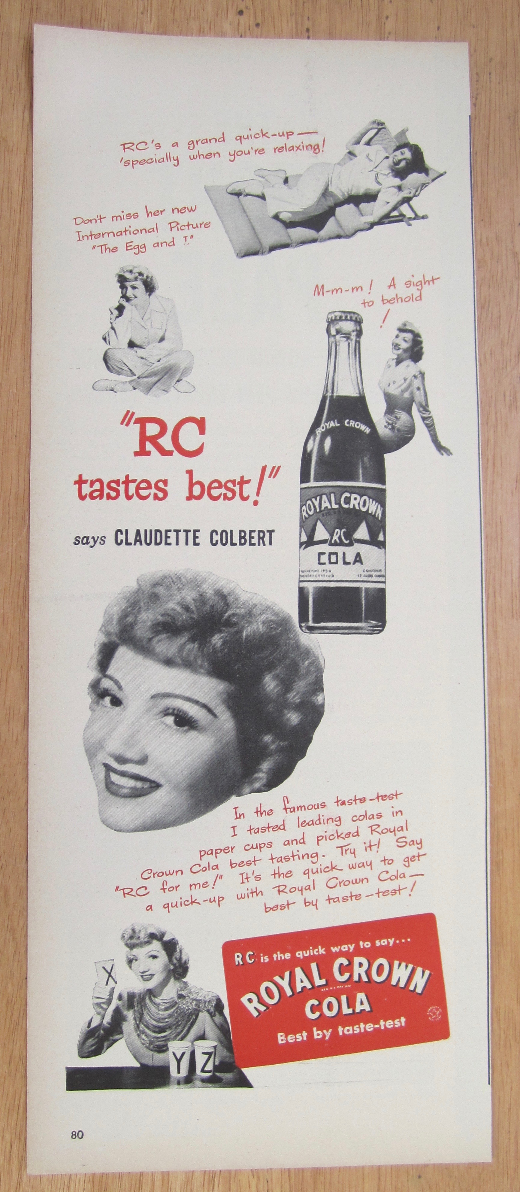 1946 Royal Crown Cola with Claudette Colbert