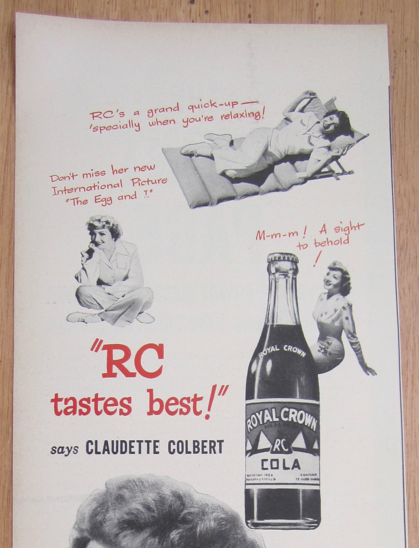 1946 Royal Crown Cola with Claudette Colbert