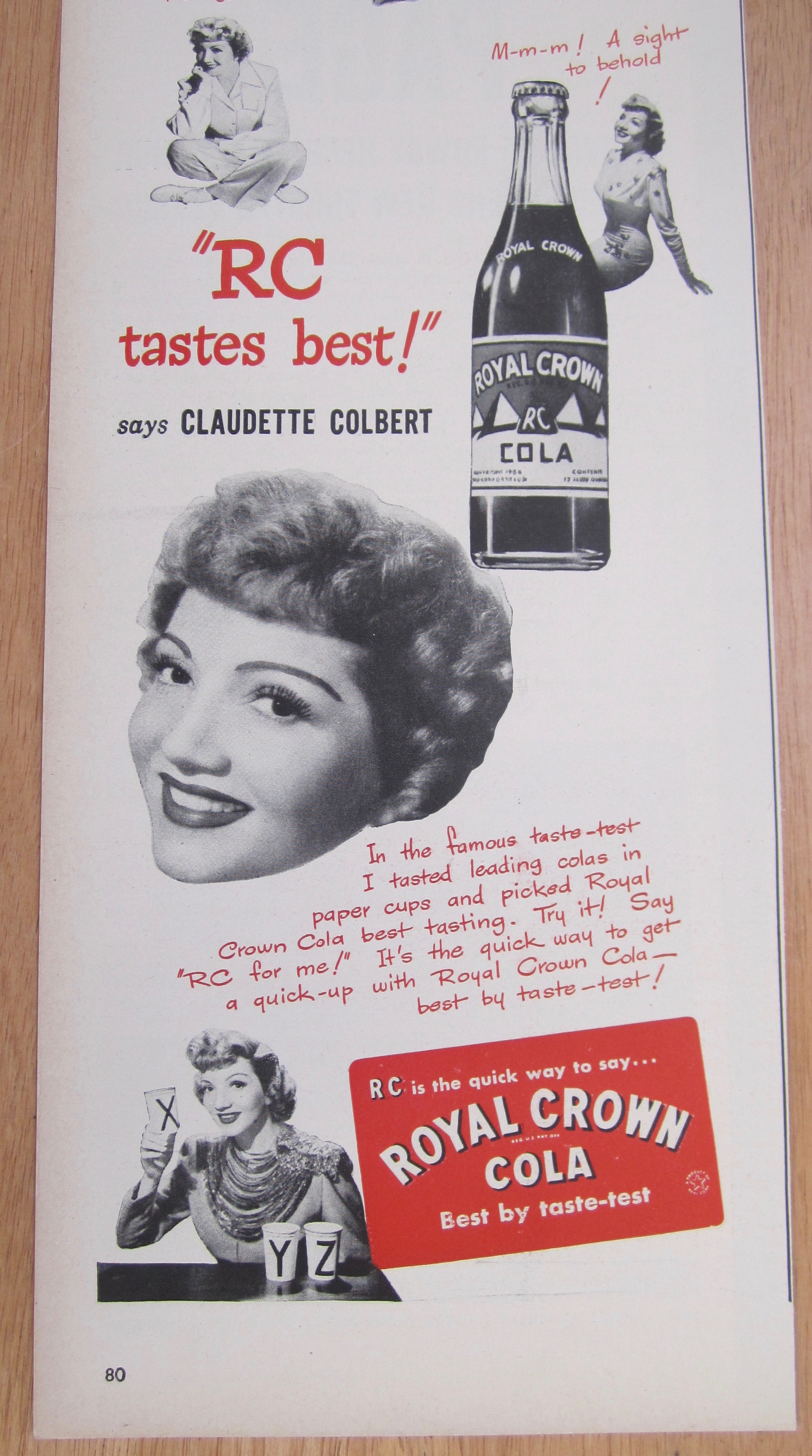 1946 Royal Crown Cola with Claudette Colbert