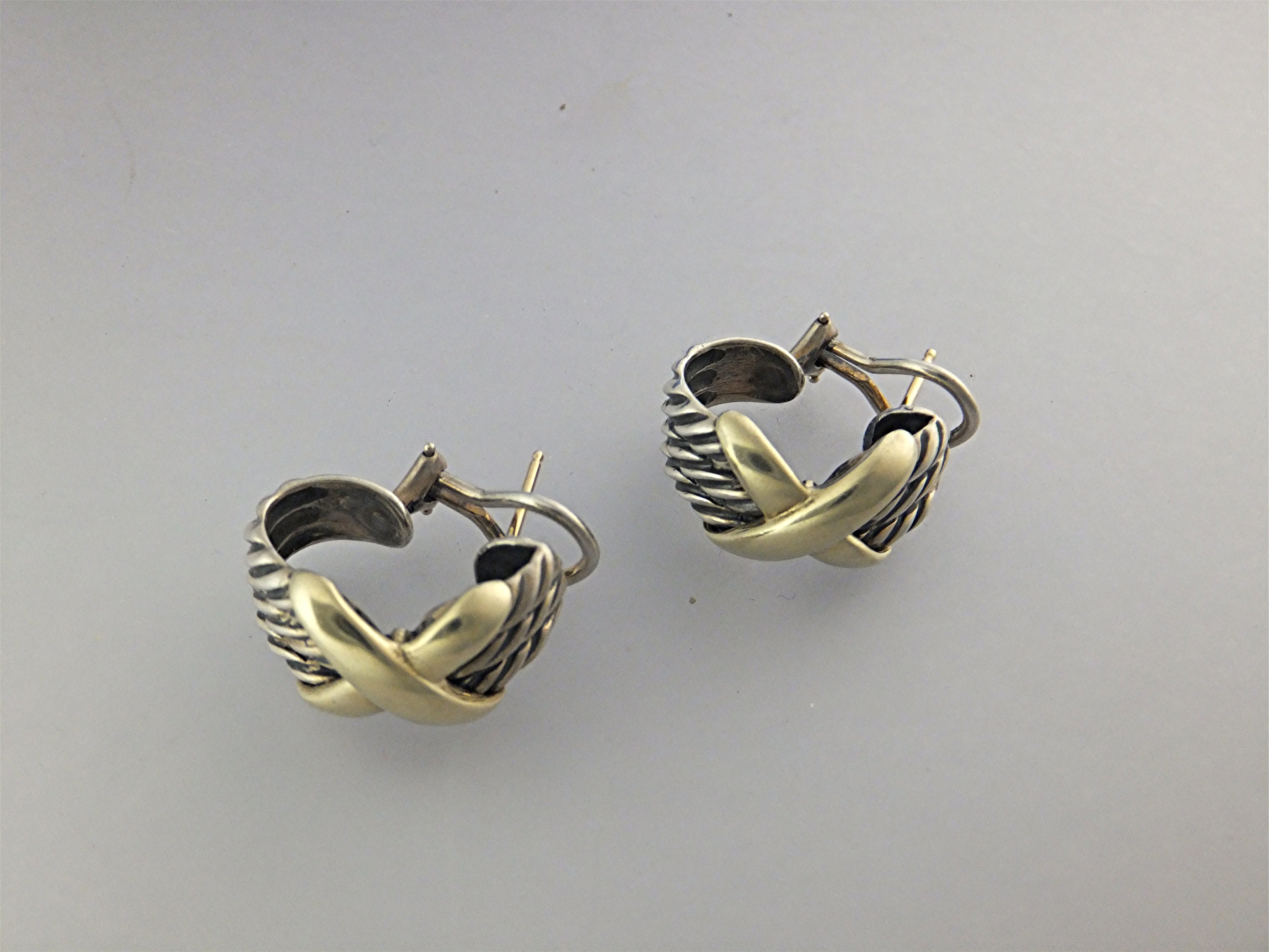 DAVID YURMAN 14K Gold Sterling Silver French Clip Earri