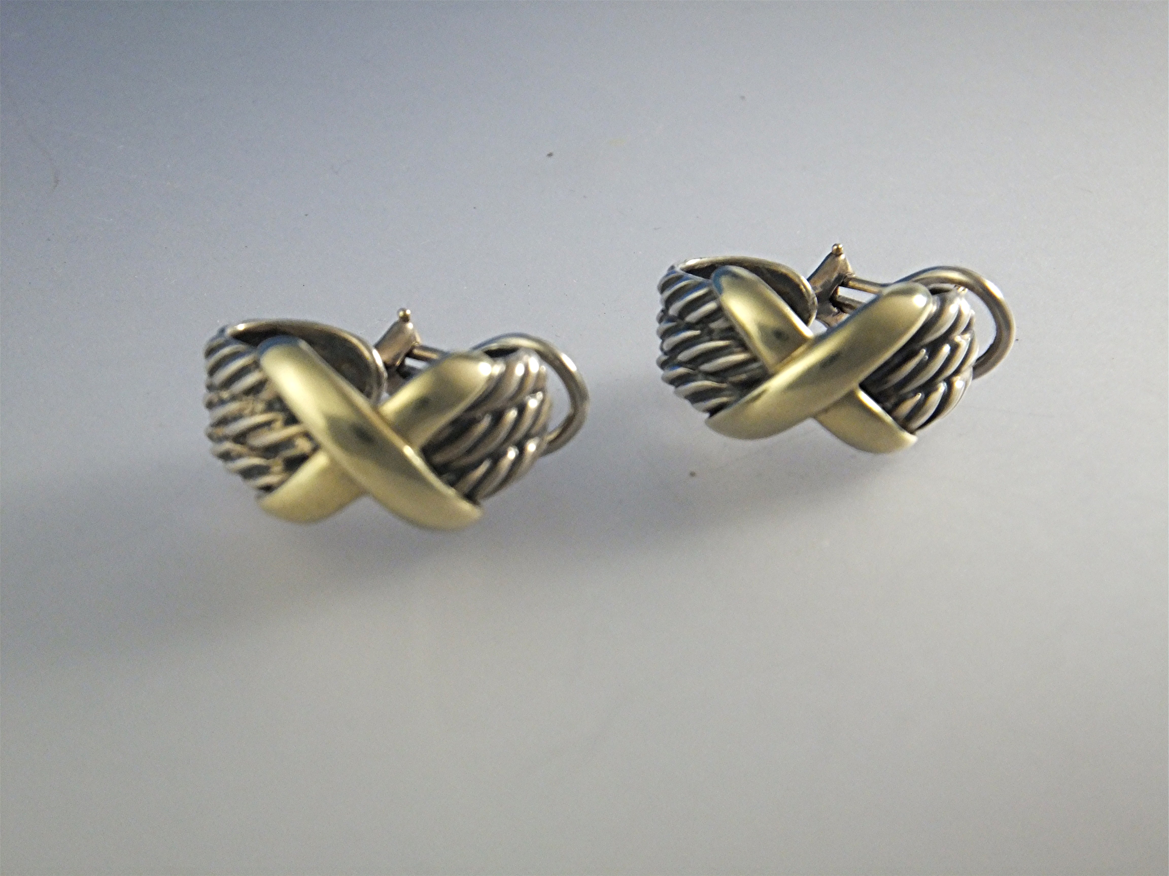 DAVID YURMAN 14K Gold Sterling Silver French Clip Earri