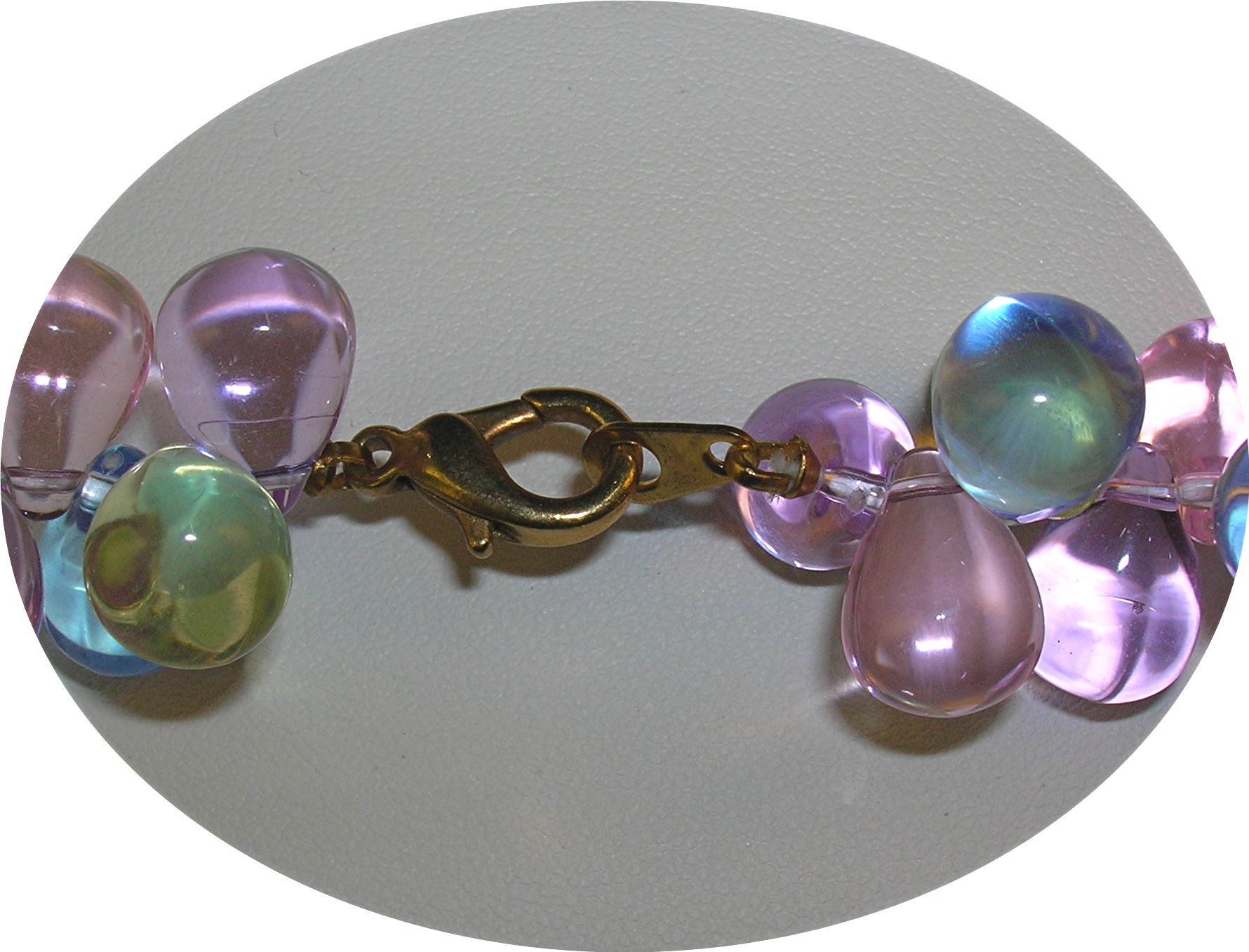 Clustered Grape  Blue Pink Green Lucite Bead Necklace