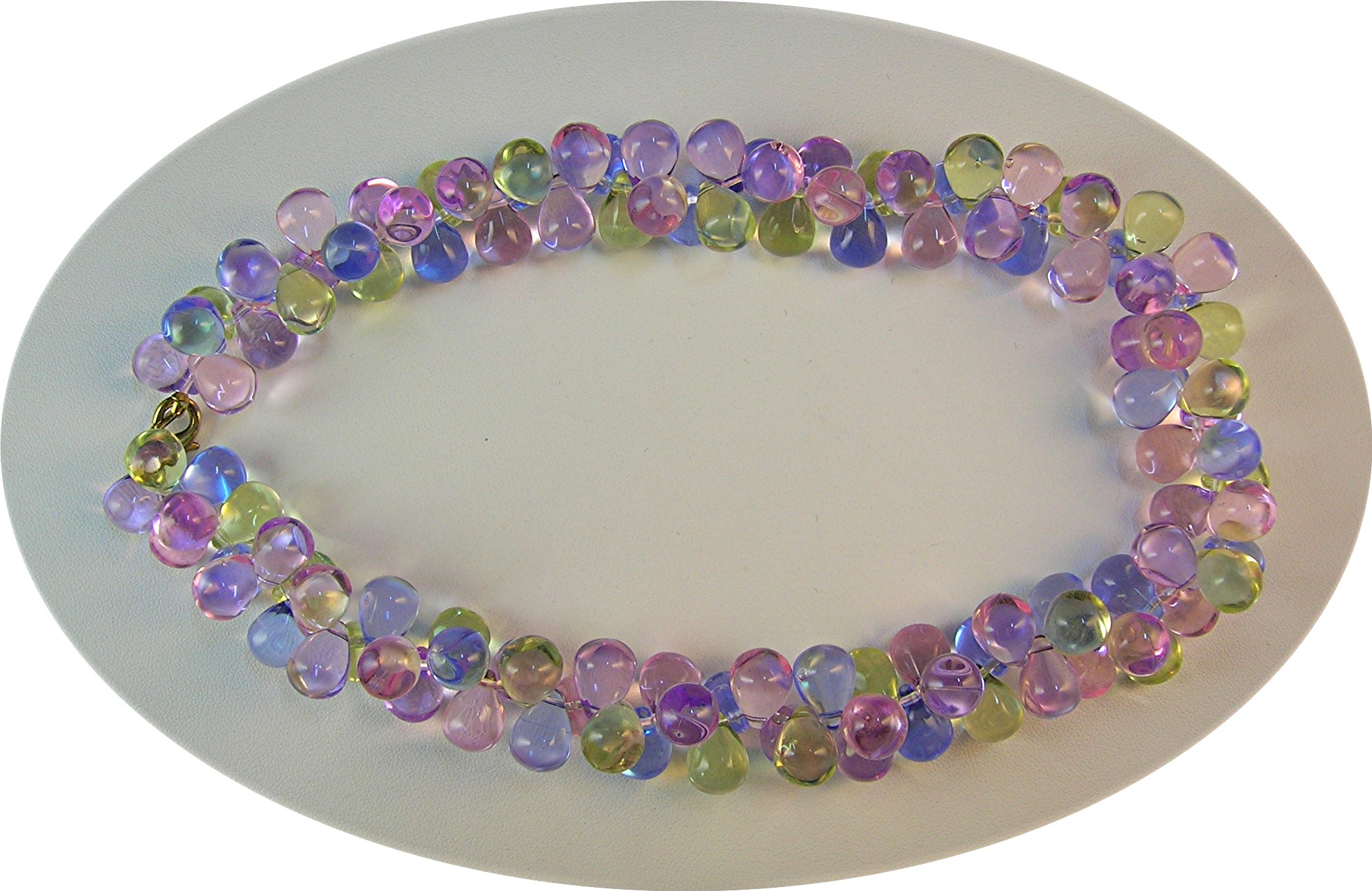 Clustered Grape  Blue Pink Green Lucite Bead Necklace