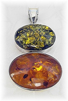 Baltic Amber Sterling Silver Green and Honey Pendant
